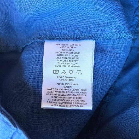 Joie Gia 100% Linen Button Fly High Waist Pants Blue Quartz Women’s 8 Lagenlook - Picture 10 of 13